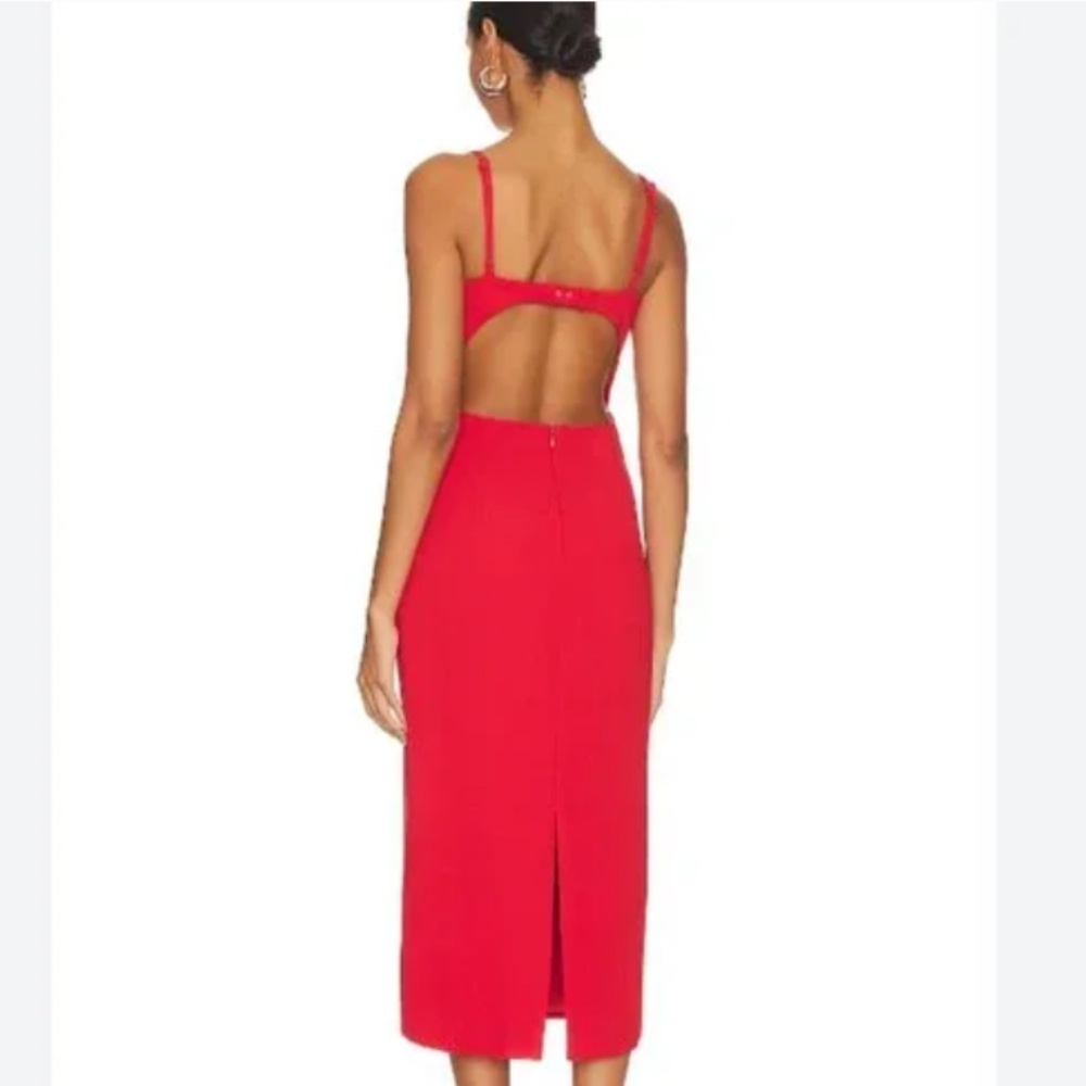 NWT Bardot Vienna Midi Dress in red Flame Orange size 8 - Picture 2 of 4